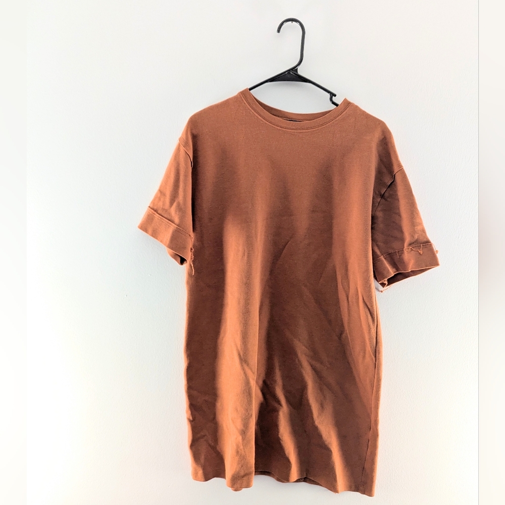 Zara Burnt Orange T-Shirt Dress M | Casual Minimalist Fall Streetwear Lightweigh